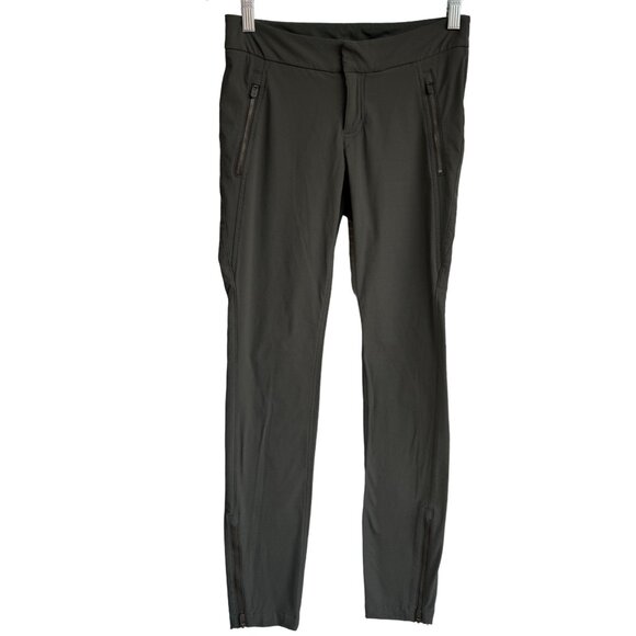 ATHLETA Wander Skinny Ankle Zip Olive Pants 349953-03 Women's Size 0 Nylon - Picture 1 of 16
